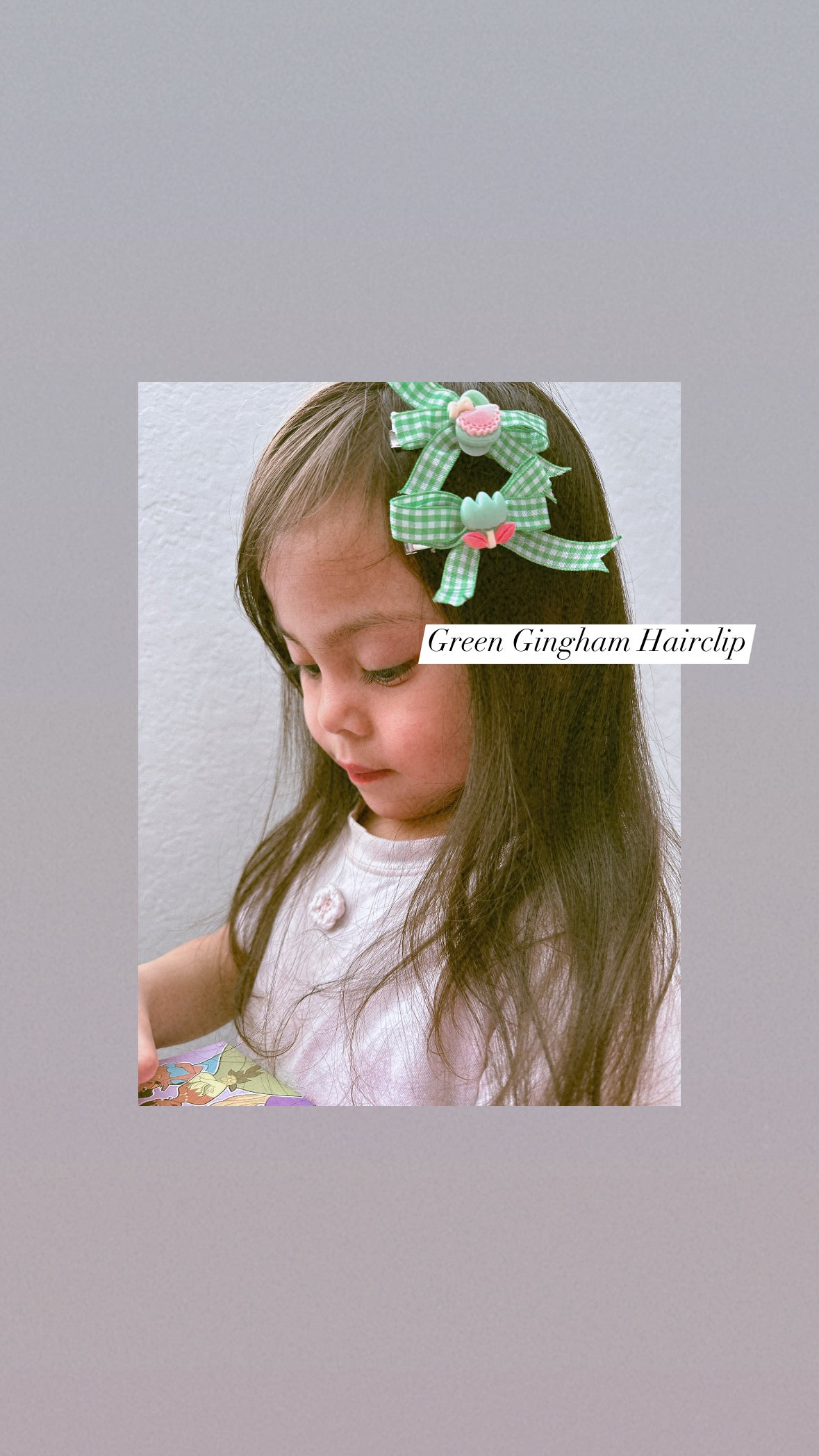 Green Gingham Hairclip