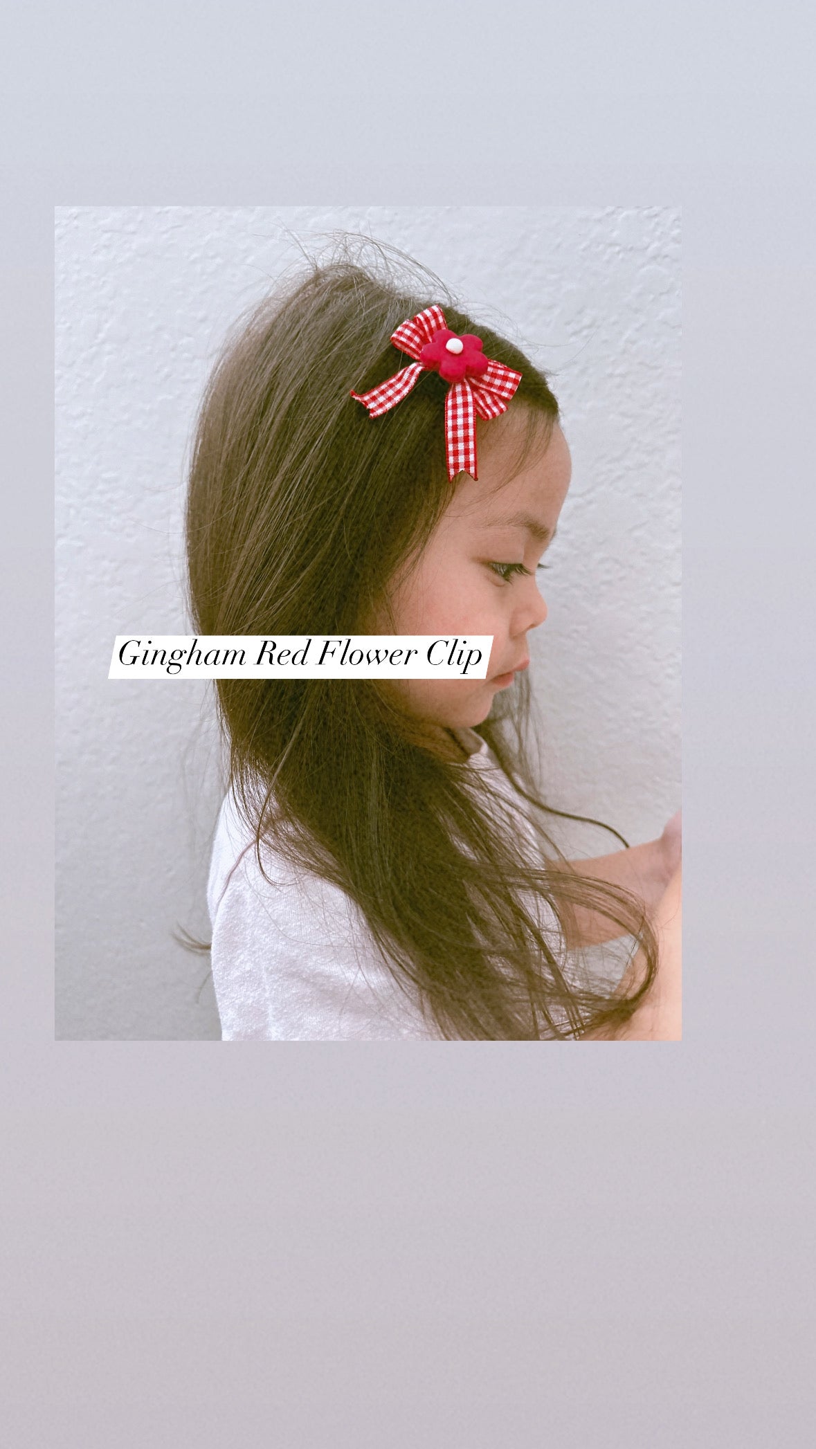 Gingham Red Flower clip