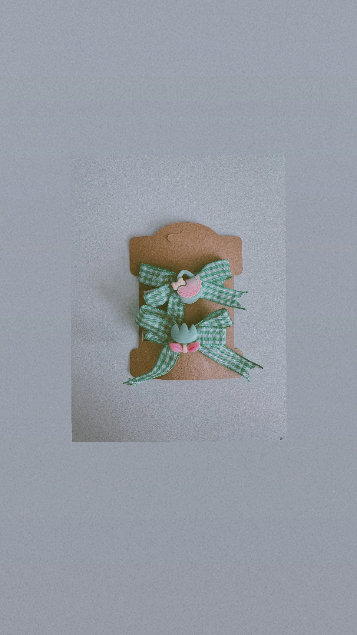 Green Gingham Hairclip 2