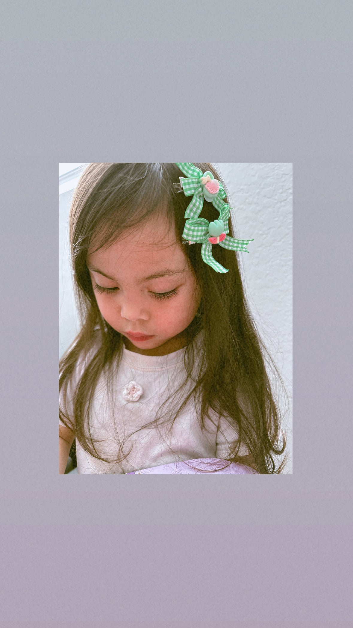 Green Gingham Hairclip