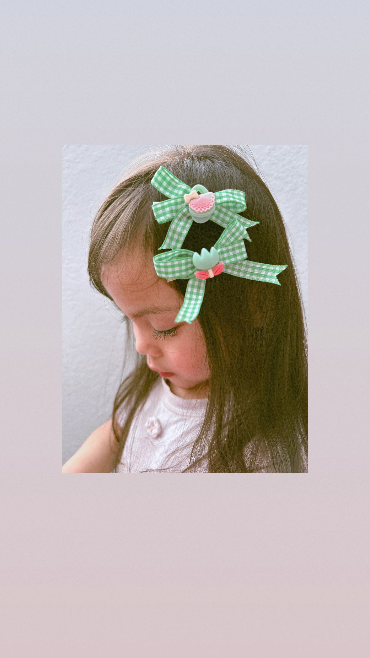 Green Gingham Hairclip
