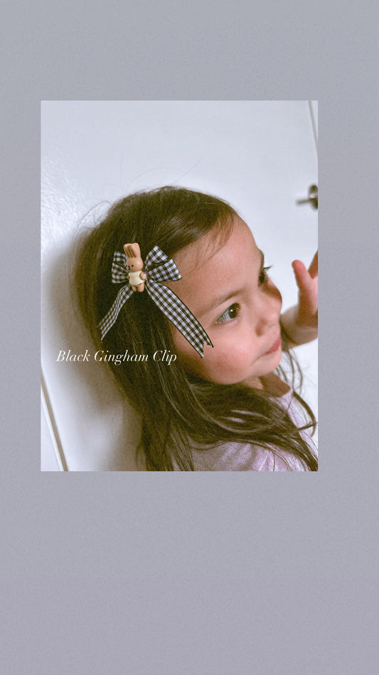 Black Cute Gingham Hairclip